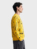 Men's Yellow Oversized Fit Printed Casual Sweatshirts