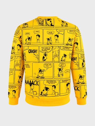 Men's Yellow Oversized Fit Printed Casual Sweatshirts