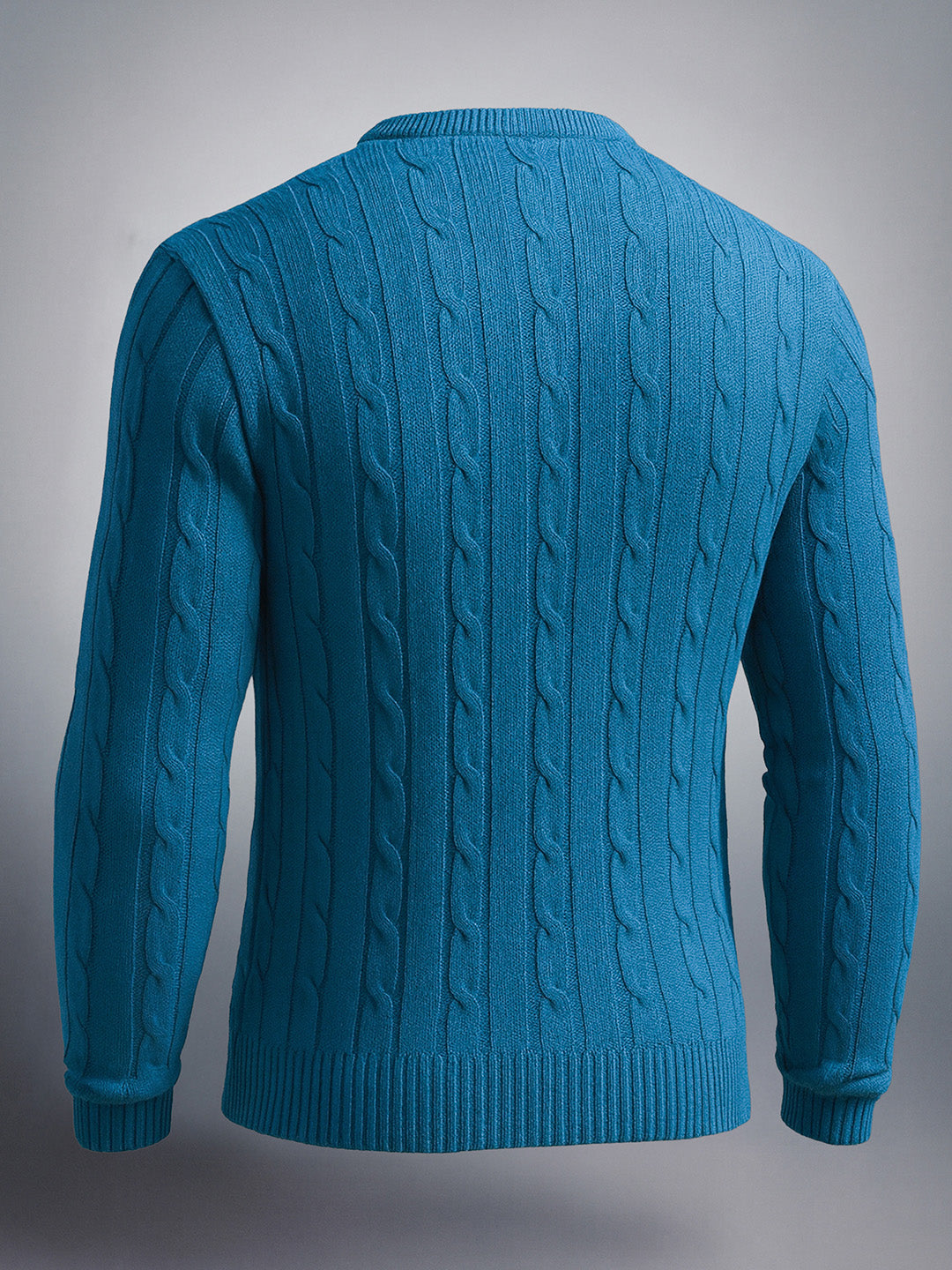 Men's Blue Regular Fit Textured Casual Sweater