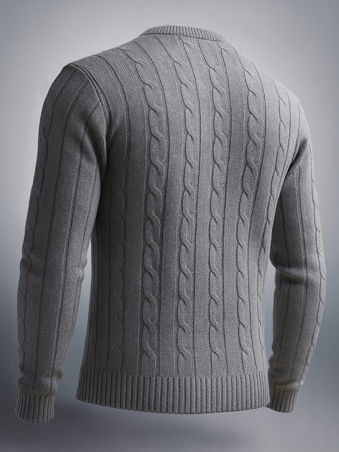 Men's Anthra Melange Regular Fit Textured Casual Sweater