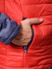Men's Red Slim Fit Colourblocked Hooded Jacket
