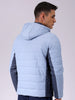 Men's Blue Slim Fit Colourblocked Jacket