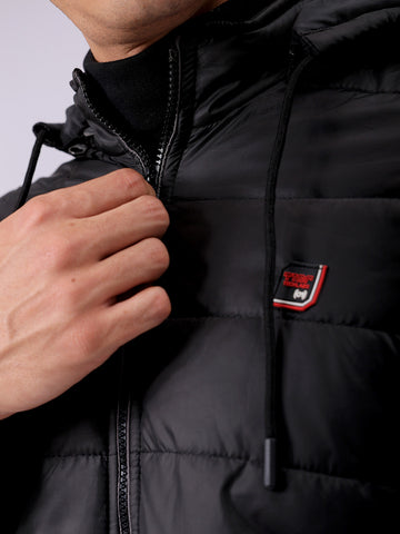 Men's Black Slim Fit Colourblocked Jacket