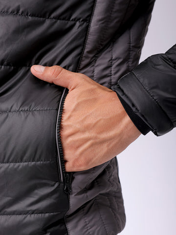 Men's Black Slim Fit Colourblocked Jacket