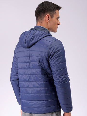 Men's Blue Slim Fit Solid Jacket