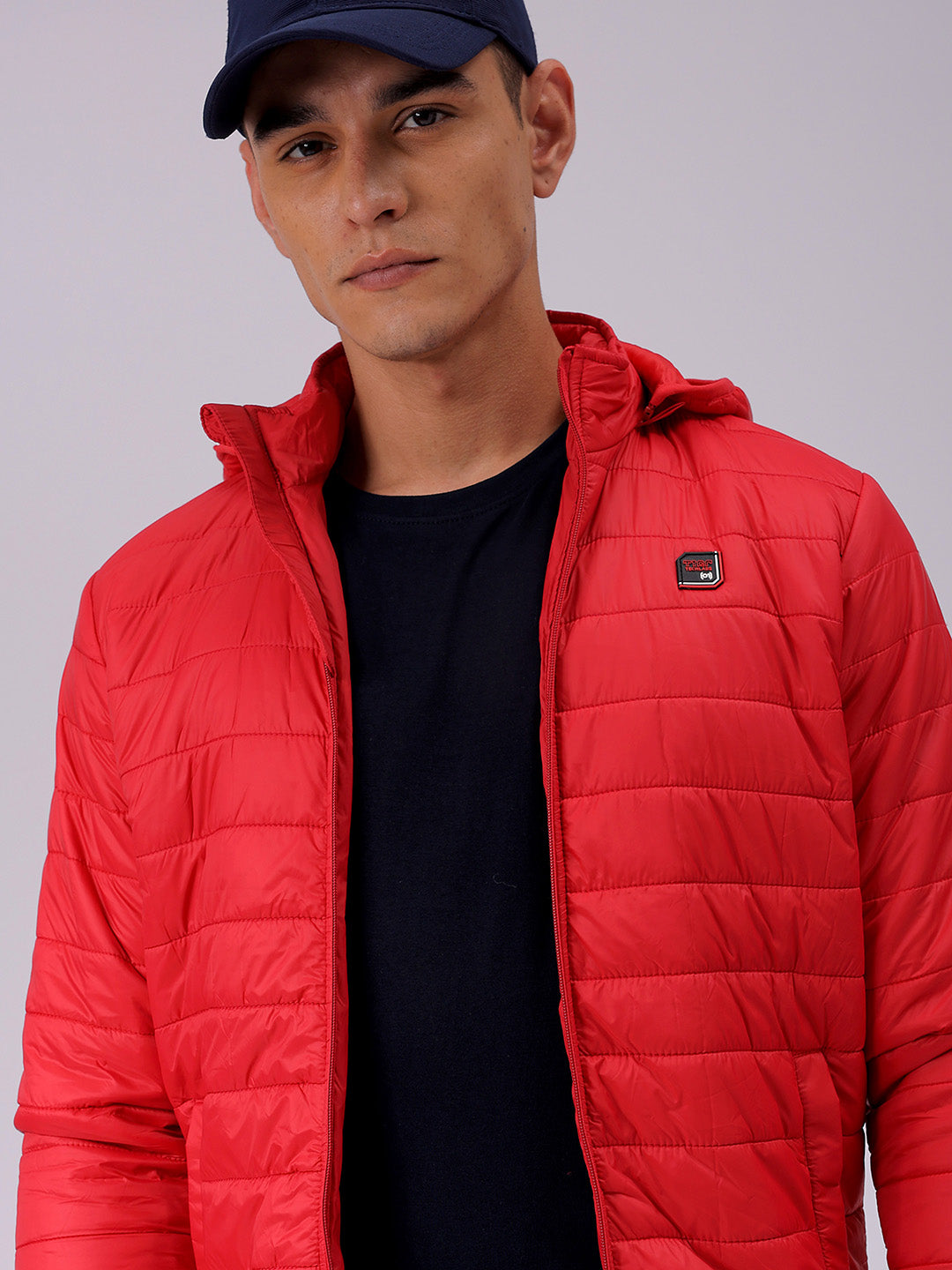 Men's Red Slim Fit Solid Jacket