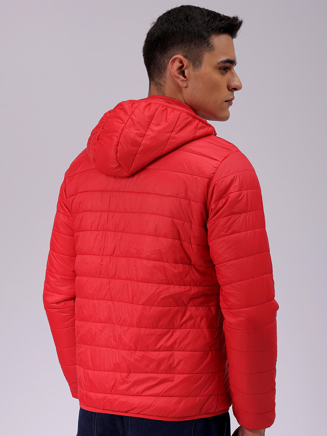 Men's Red Slim Fit Solid Jacket