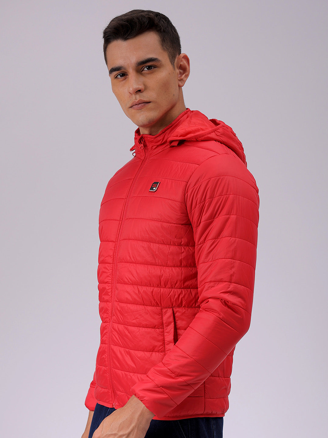 Men's Red Slim Fit Solid Jacket