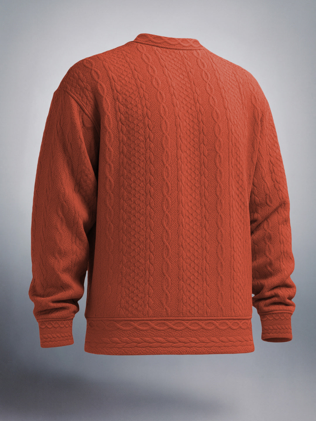 Men's Warm Amber Oversized Fit Textured Casual Sweat Shirt