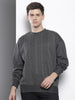 Men's Grey Oversized Fit Textured Casual Sweatshirt