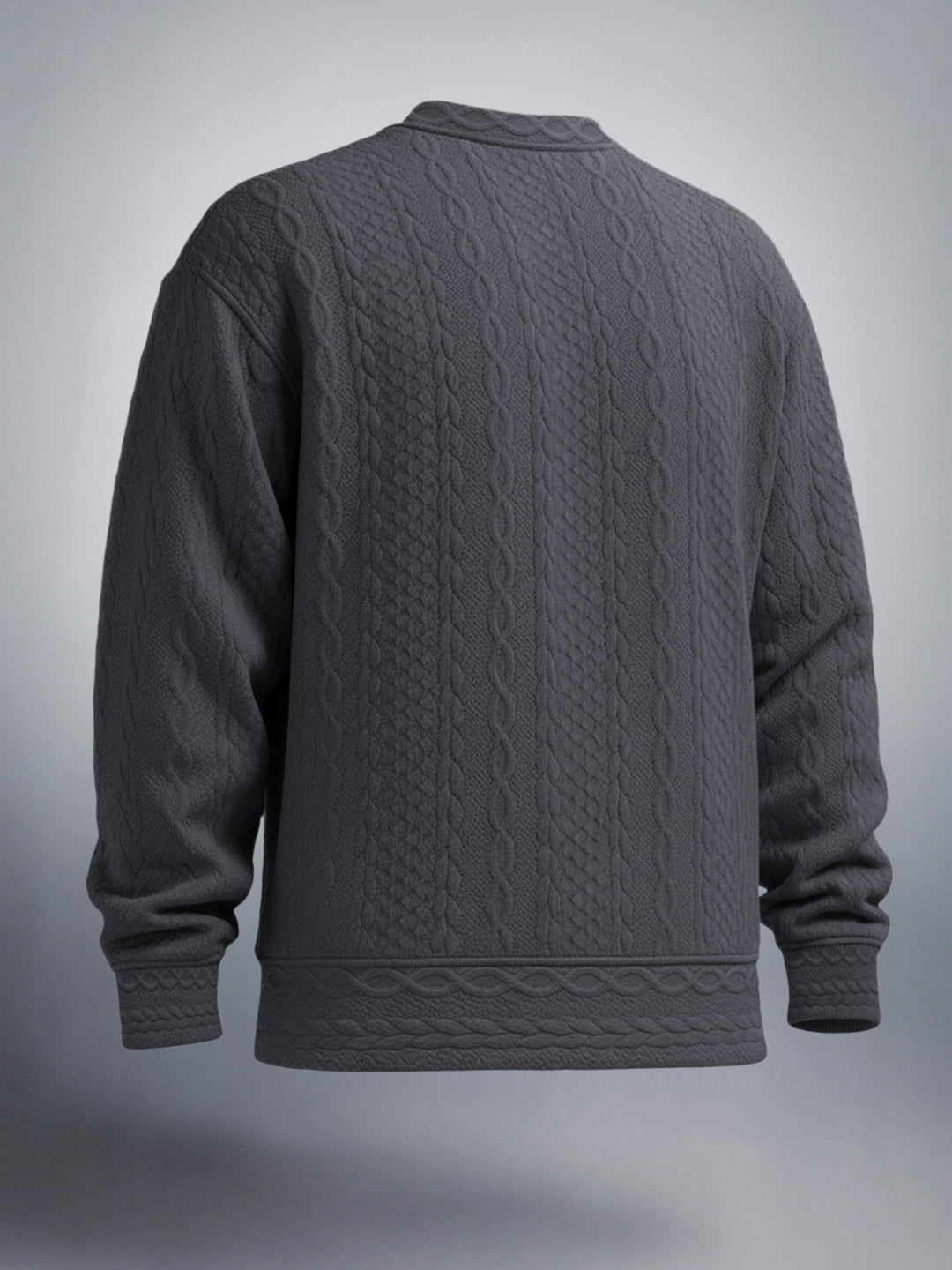 Men's Graphite Oversized Fit Textured Casual Sweat Shirt