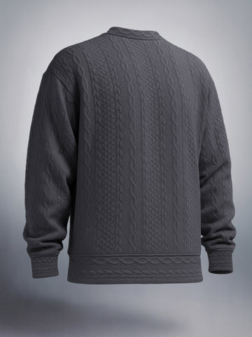 Men's Graphite Oversized Fit Textured Casual Sweat Shirt