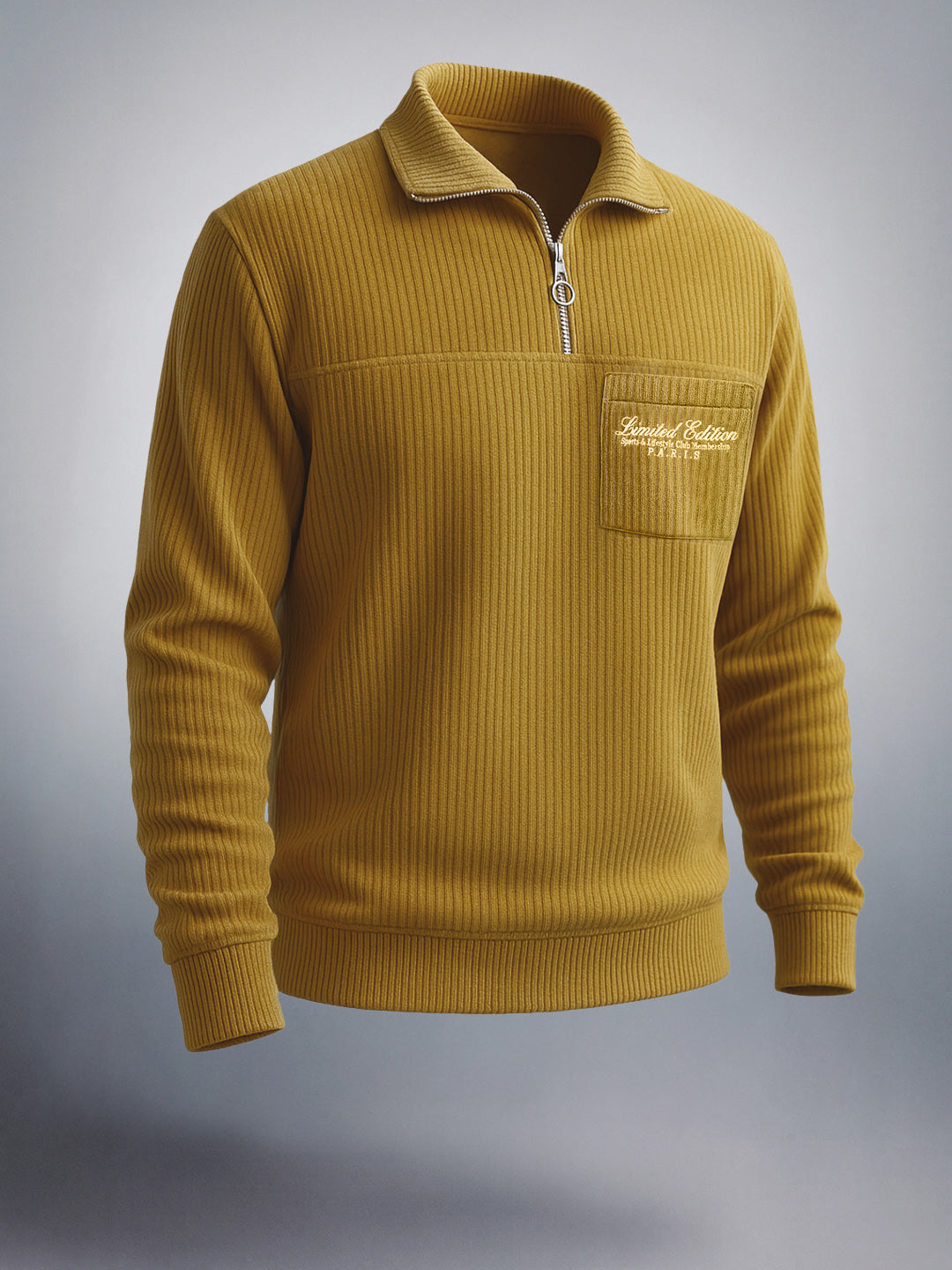 Men's Yellow Relaxed Fit Textured Street Sweatshirt