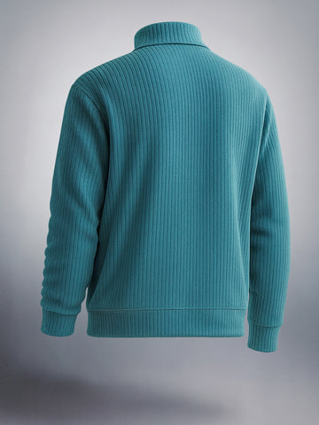 Men's Deep Emerald Relaxed Fit Solid Street Wear Sweatshirts