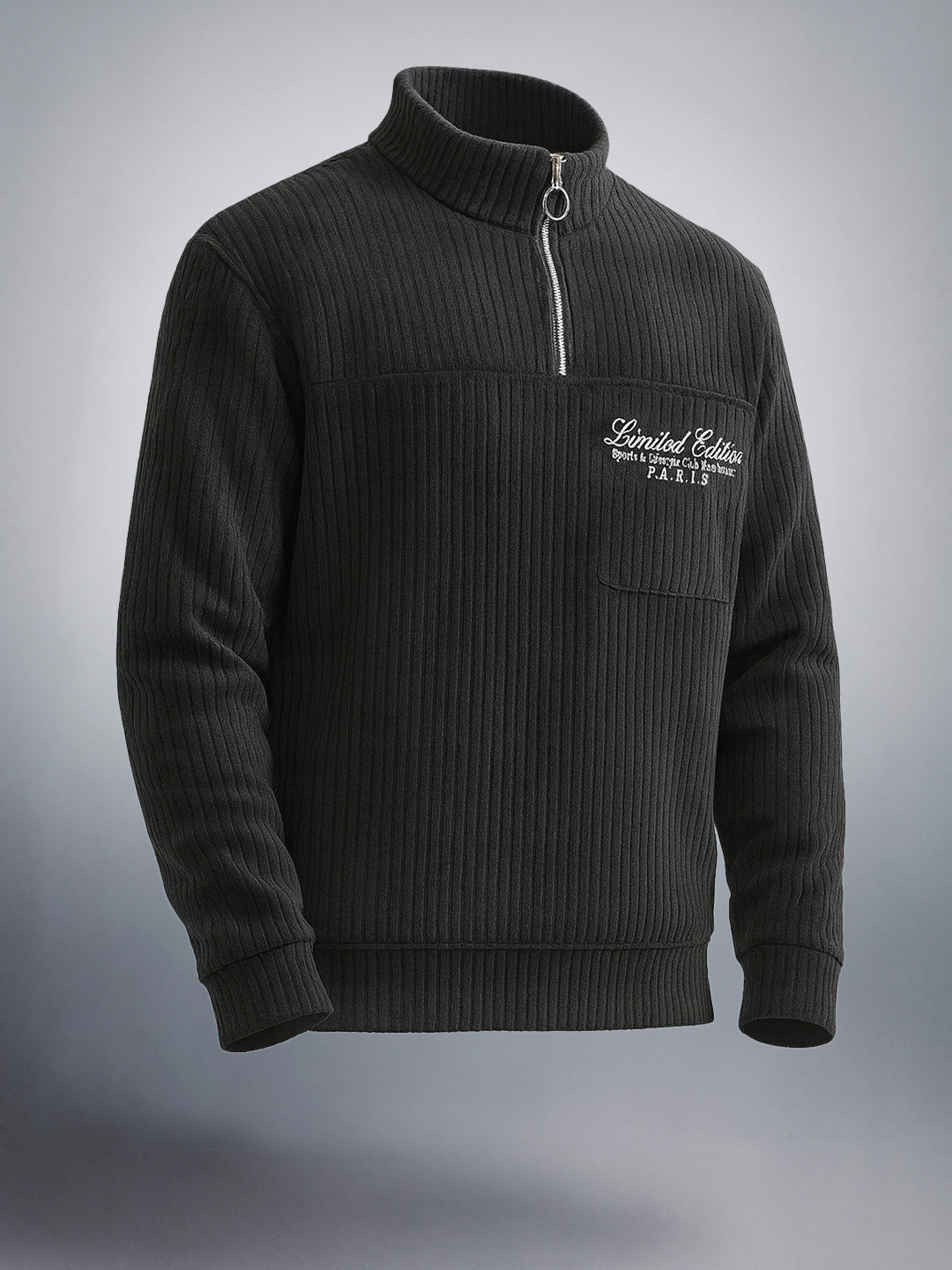 Men's Black Relaxed Fit Solid Street Wear Sweat Shirt