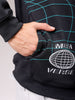 Men's Black Relaxed Fit Placement Printed Overhead Hooded Sweatshirt