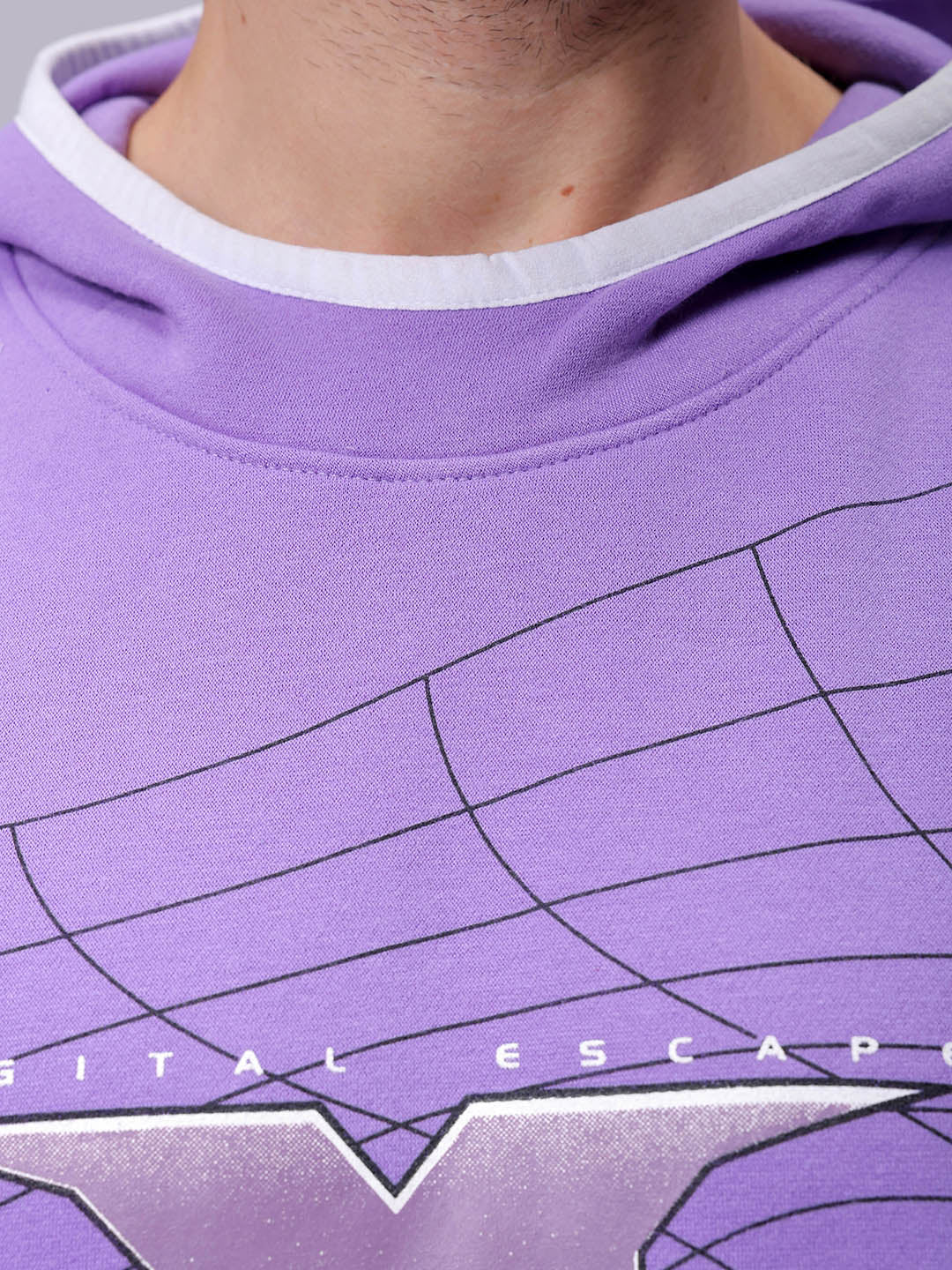 Men's Relaxed Fit Placement Printed Overhead Hooded Sweatshirt
