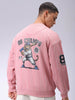 Men's Pink Relaxed Fit Striped Overhead-Crewneck Sweatshirt