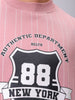 Men's Pink Relaxed Fit Striped Overhead-Crewneck Sweatshirt
