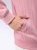 Men's Pink Relaxed Fit Striped Overhead-Crewneck Sweatshirt