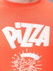 Men's Orange Relaxed Fit Placement Printed Overhead-Crewneck Sweatshirt
