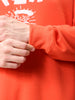 Men's Orange Relaxed Fit Placement Printed Overhead-Crewneck Sweatshirt
