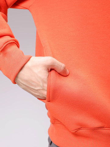 Men's Orange Relaxed Fit Placement Printed Overhead-Crewneck Sweatshirt