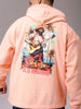 Men's Peach Oversized Placement Printed Overhead Hooded Sweatshirt