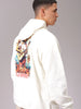 Men's Chalk Oversized Placement Printed Overhead Hooded Sweatshirt