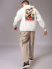 Men's Chalk Oversized Placement Printed Overhead Hooded Sweatshirt