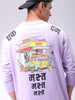Men's Purple Relaxed Fit Placement Printed Crewneck Sweatshirt