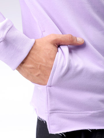 Men's Purple Relaxed Fit Placement Printed Crewneck Sweatshirt