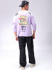Men's Purple Relaxed Fit Placement Printed Crewneck Sweatshirt