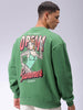 Men's Green Oversized Back Printed Overhead-Crewneck Sweatshirt
