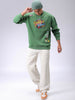 Men's Green Oversized Back Printed Overhead-Crewneck Sweatshirt