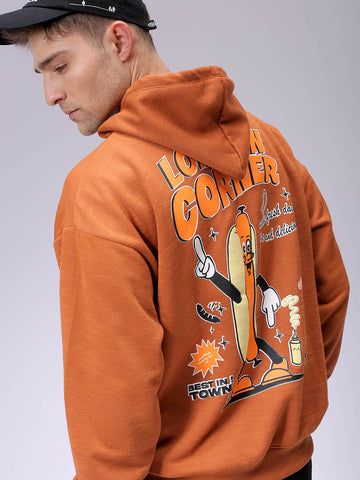 Men's Relaxed Fit Placement Printed Overhead Hooded Sweatshirt