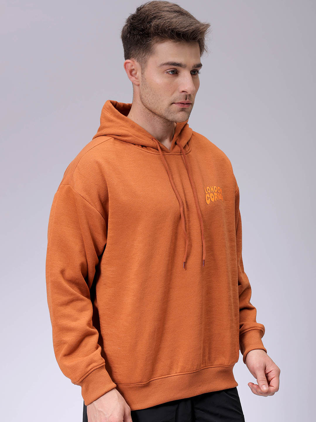 Men's Relaxed Fit Placement Printed Overhead Hooded Sweatshirt