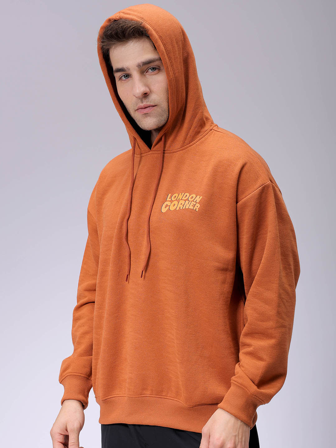 Men's Relaxed Fit Placement Printed Overhead Hooded Sweatshirt