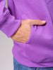Men's Purple Relaxed Fit Placement Printed Overhead Hooded Sweatshirt