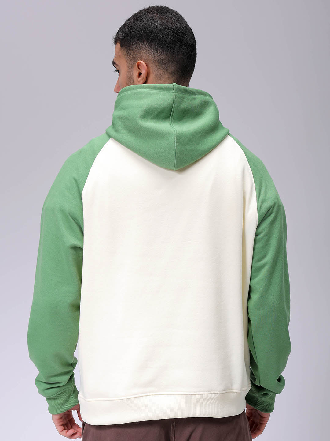 Men's Chalk Regular Fit Placement Printed Overhead-Hooded Sweatshirt