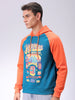 Men's Green Regular Fit Placement Printed Overhead-Hooded Sweatshirt