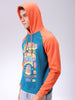 Men's Green Regular Fit Placement Printed Overhead-Hooded Sweatshirt