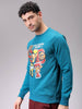 Men's Green Regular Fit Placement Printed Overhead-Crewneck Sweatshirt