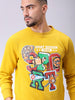 Men's Yellow Regular Fit Placement Printed Overhead-Crewneck Sweatshirt