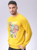 Men's Yellow Regular Fit Placement Printed Overhead-Crewneck Sweatshirt
