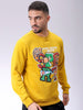 Men's Yellow Regular Fit Placement Printed Overhead-Crewneck Sweatshirt
