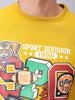 Men's Yellow Regular Fit Placement Printed Overhead-Crewneck Sweatshirt