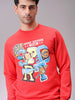Men's Red Regular Fit Placement Printed Overhead-Crewneck Sweatshirt