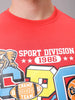 Men's Red Regular Fit Placement Printed Overhead-Crewneck Sweatshirt