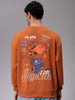 Men's Beige Relaxed Fit Placement Printed Crewneck Sweatshirt